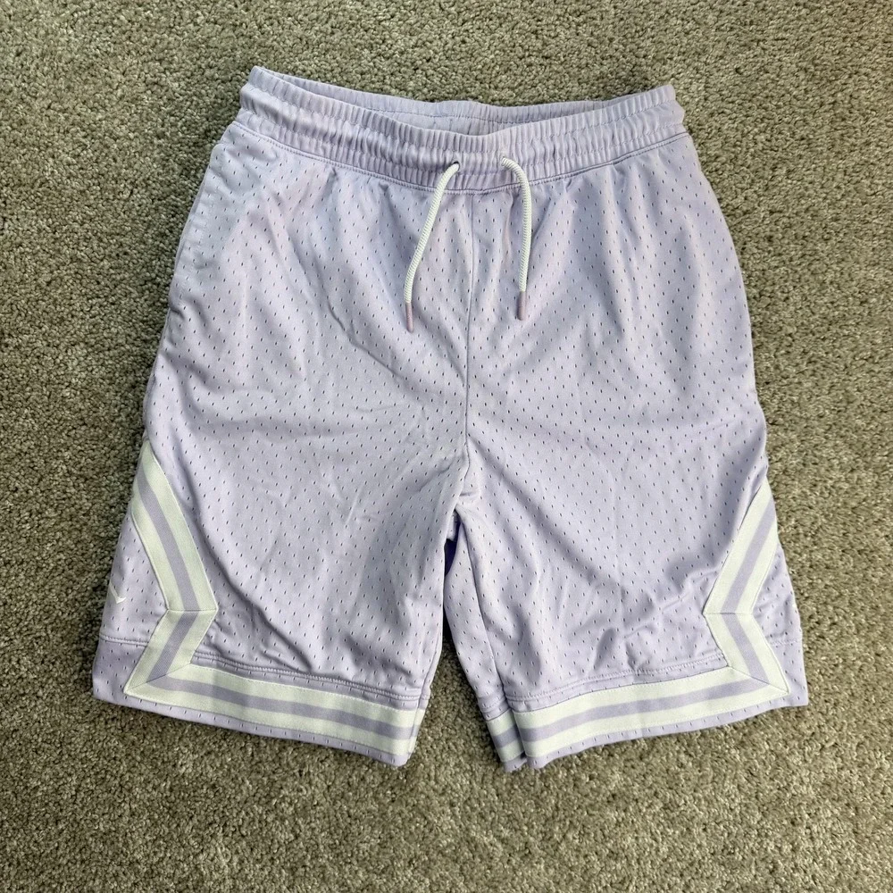 Jordan Shorts Boys XL Purple Mesh Athletic Basketball Gym Activewear Drawstring
